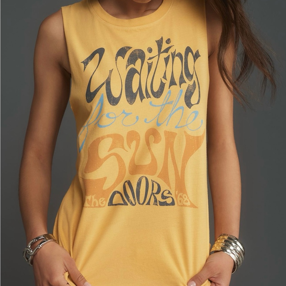 Yellow Graphic Sleeveless Top